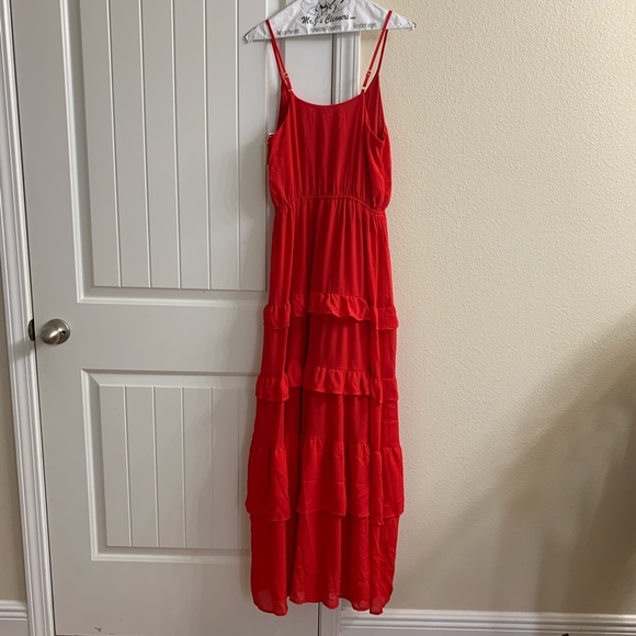 NEW Long Ruffle Red Dress - Picture 3 of 5